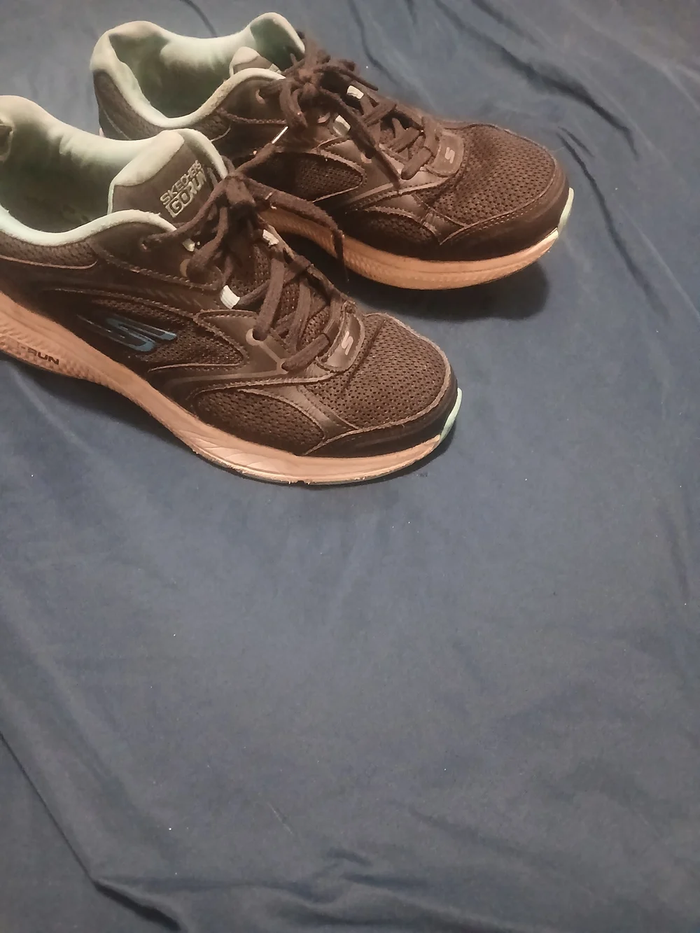 Skechers Women's Black and Light Blue Athletic Sneakers